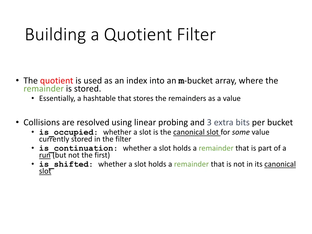 building a quotient filter