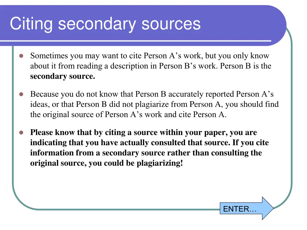 citing secondary sources