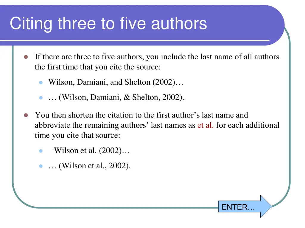 citing three to five authors