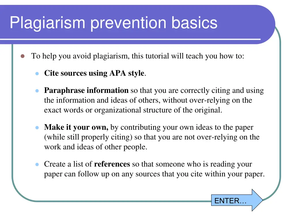 plagiarism prevention basics