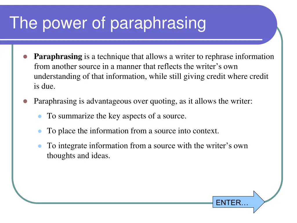 the power of paraphrasing