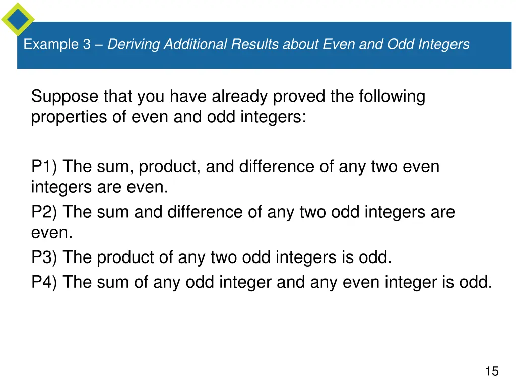 example 3 deriving additional results about even