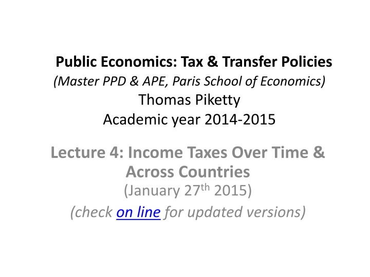 public economics tax transfer policies master