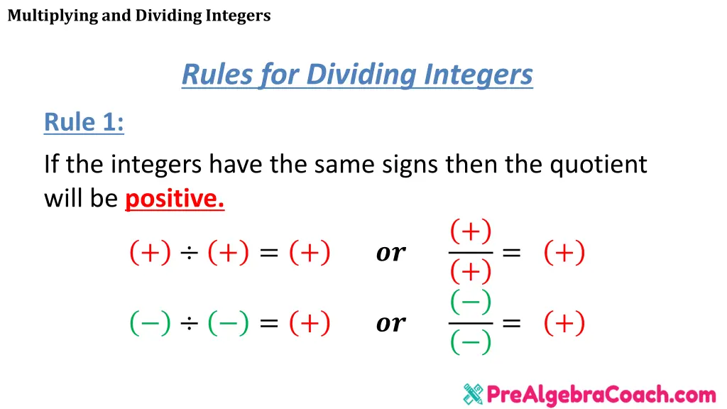 multiplying and dividing integers 19