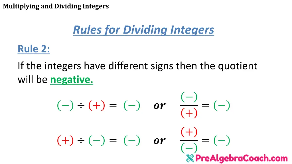 multiplying and dividing integers 20