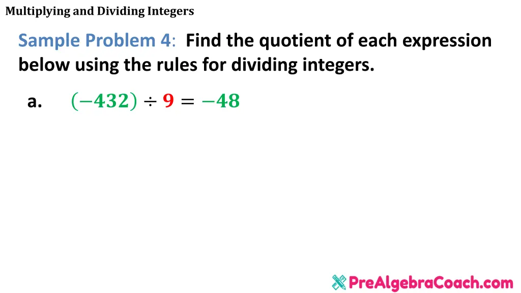 multiplying and dividing integers 30