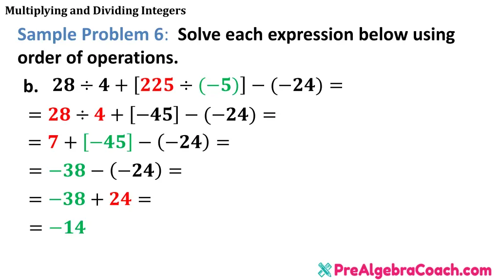 multiplying and dividing integers sample problem 1