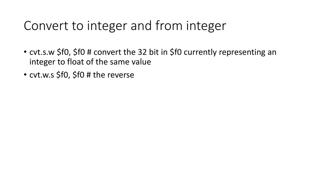 convert to integer and from integer