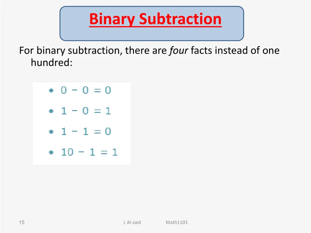 binary subtraction