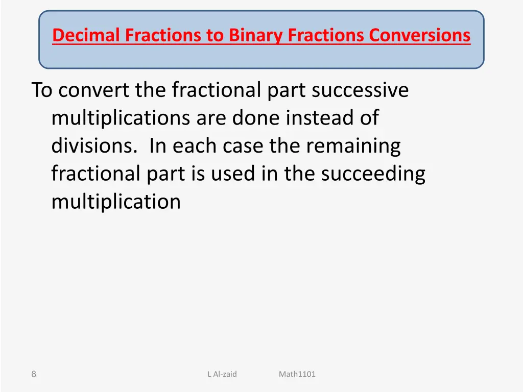 decimal fractions to binary fractions conversions