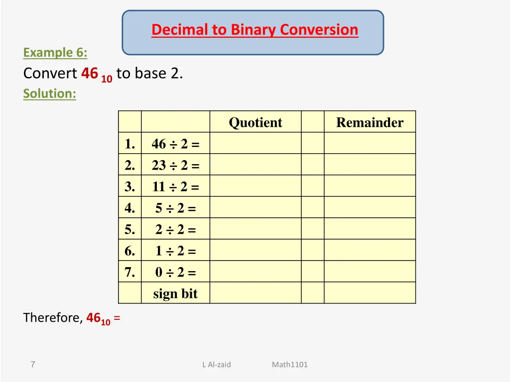 decimal to binary conversion 2