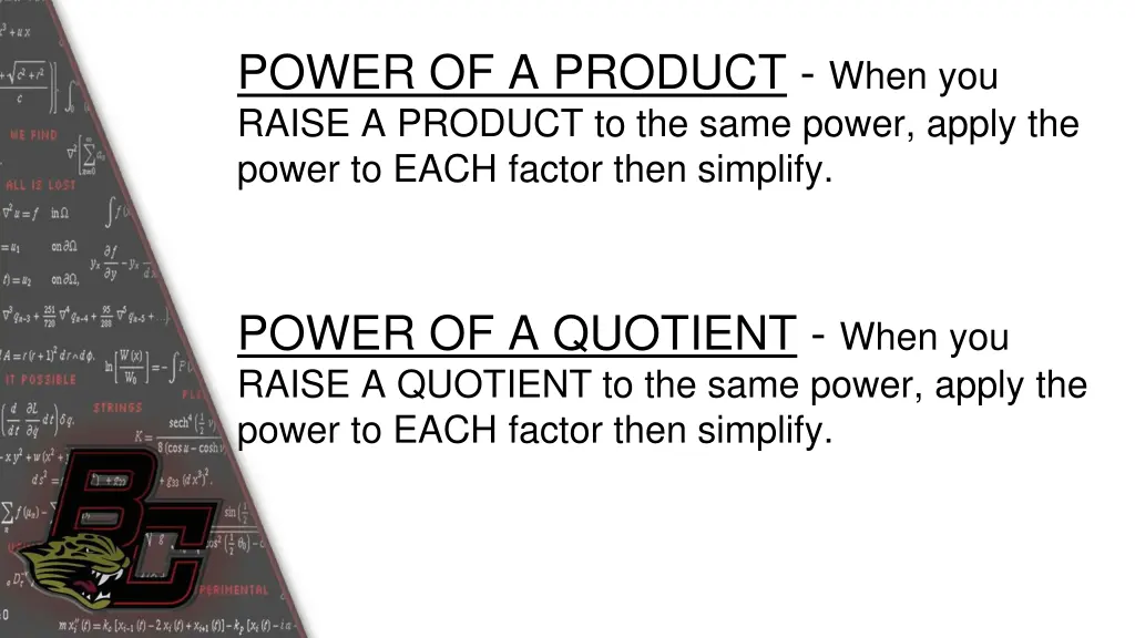 power of a product when you raise a product