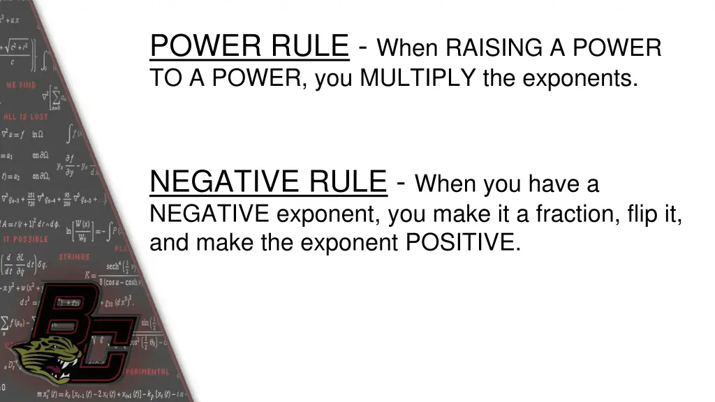 power rule when raising a power to a power