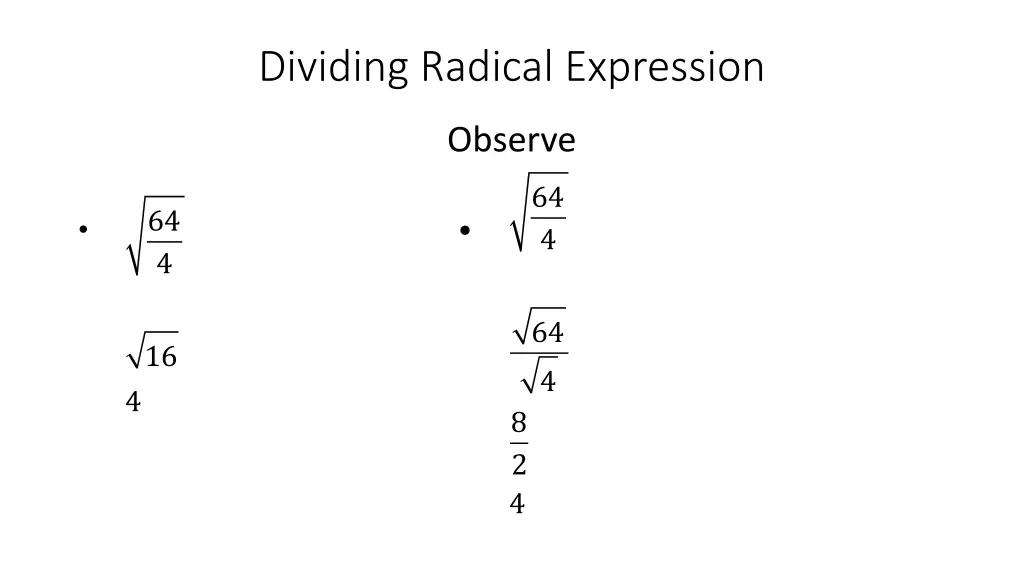 dividing radical expression