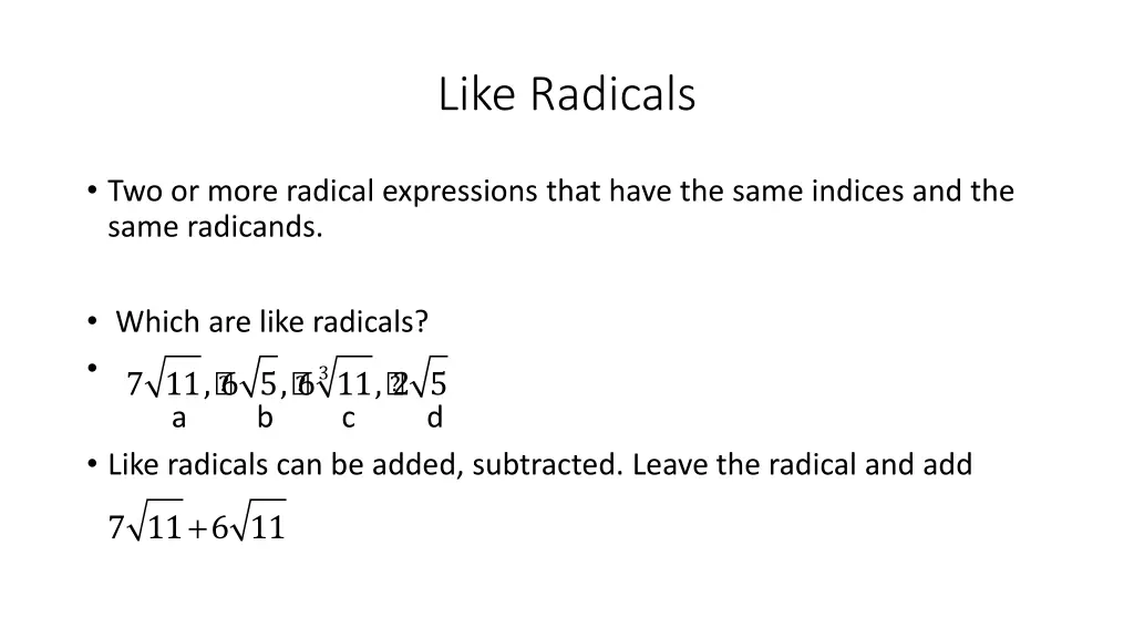 like radicals