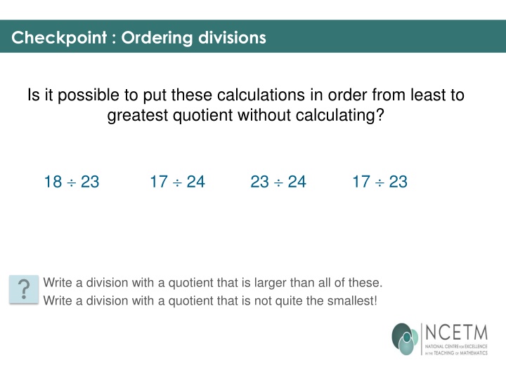 checkpoint ordering divisions