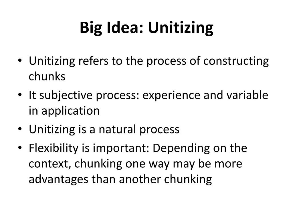 big idea unitizing