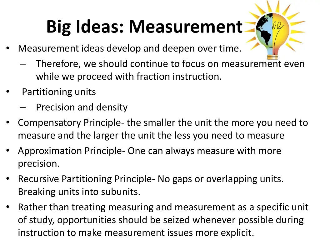 big ideas measurement measurement ideas develop