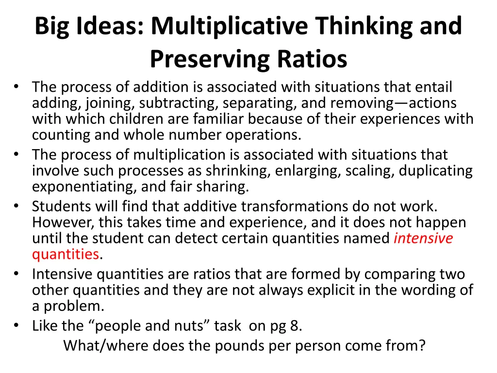 big ideas multiplicative thinking and preserving