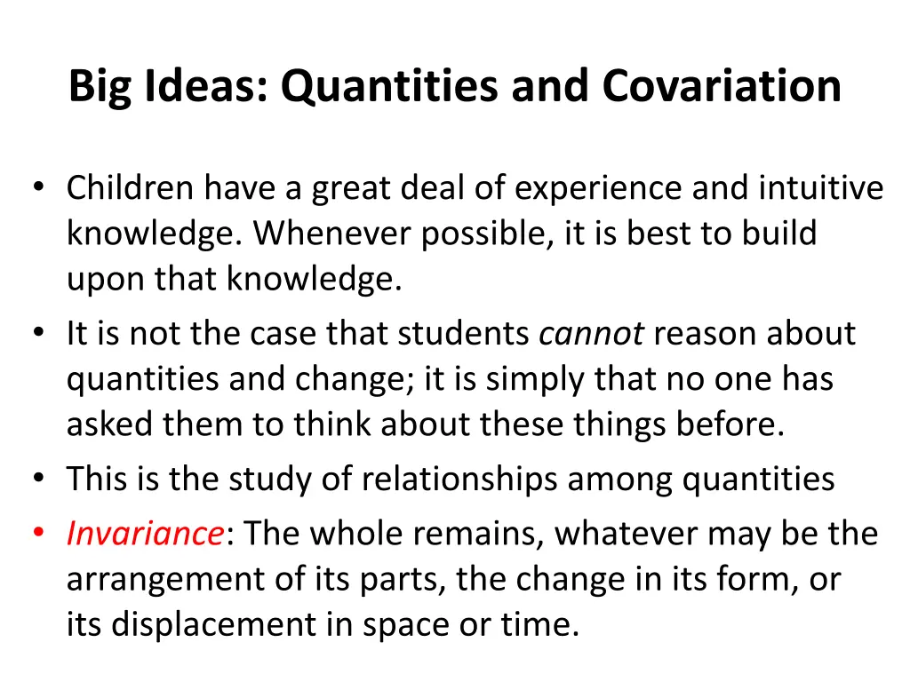 big ideas quantities and covariation