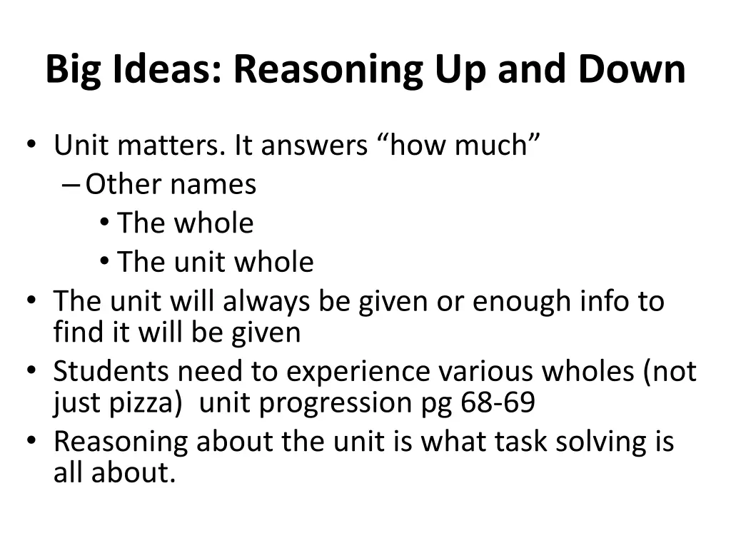 big ideas reasoning up and down