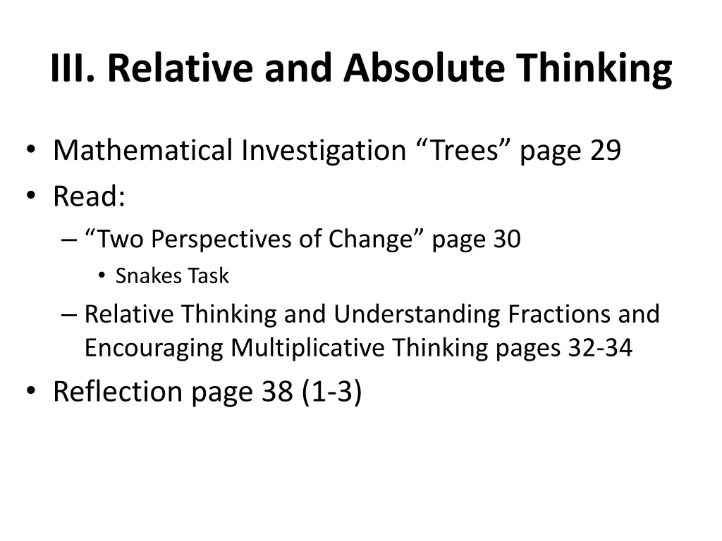 iii relative and absolute thinking