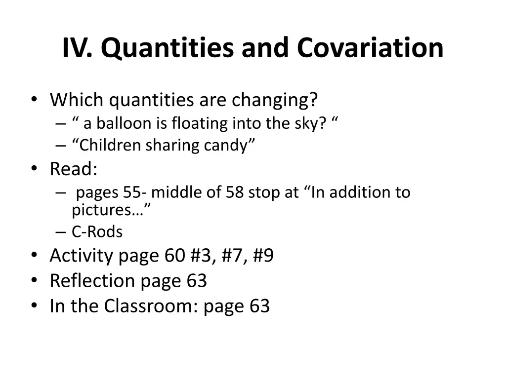 iv quantities and covariation