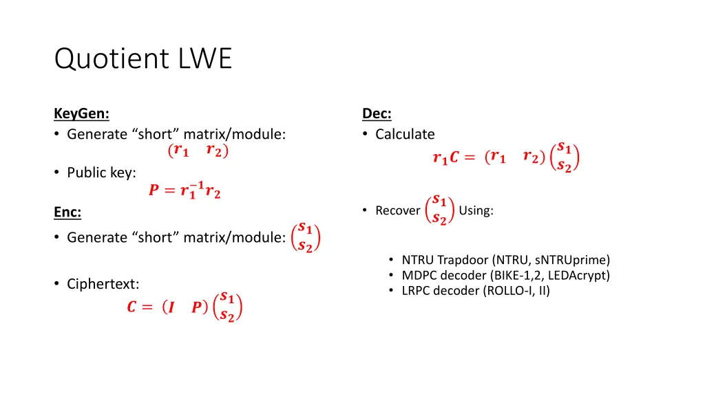 quotient lwe