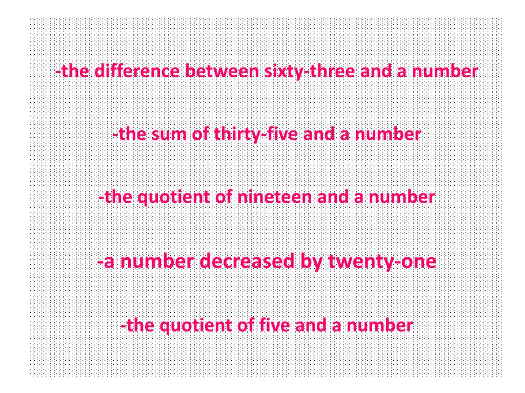 the difference between sixty three and a number