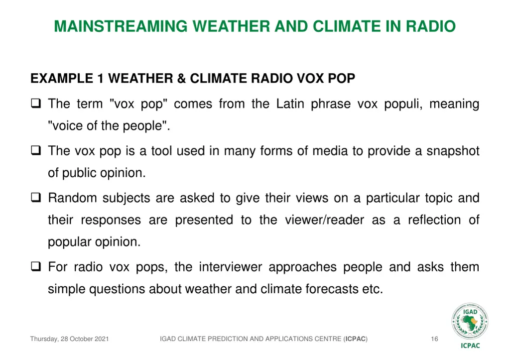 mainstreaming weather and climate in radio 15