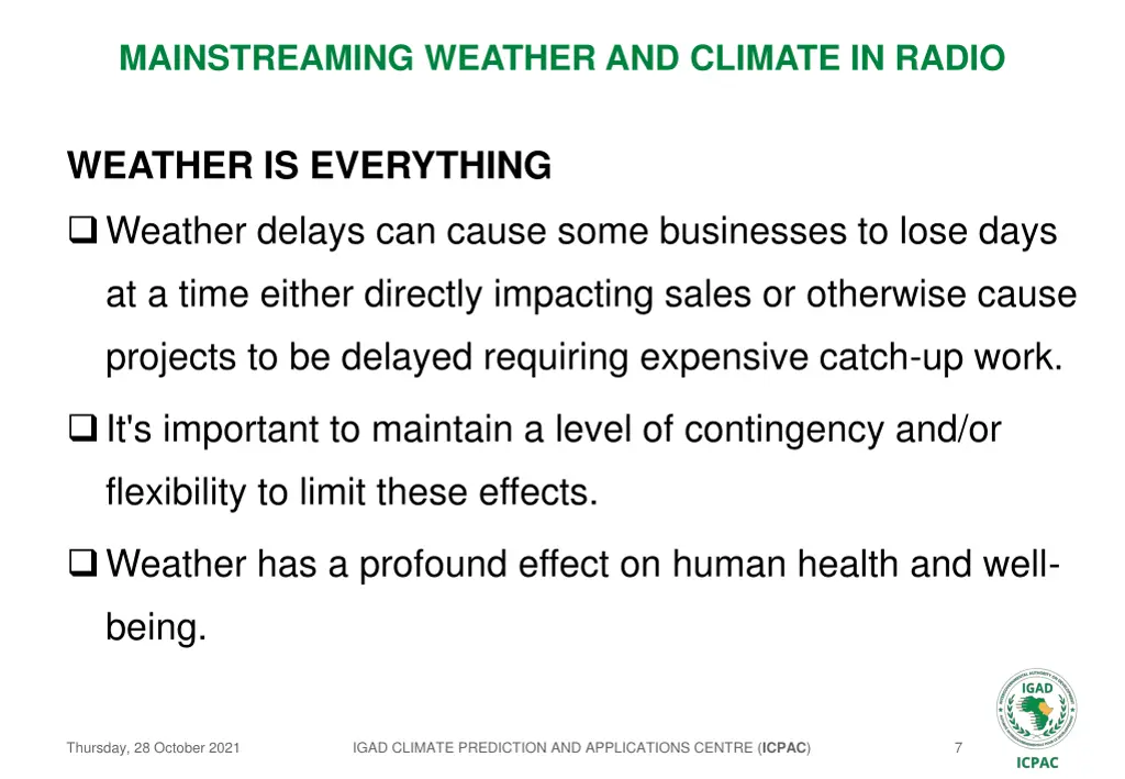 mainstreaming weather and climate in radio 6