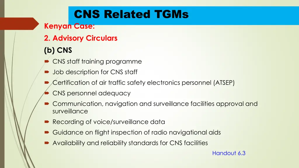 cns related tgms kenyan case 2 advisory circulars 1