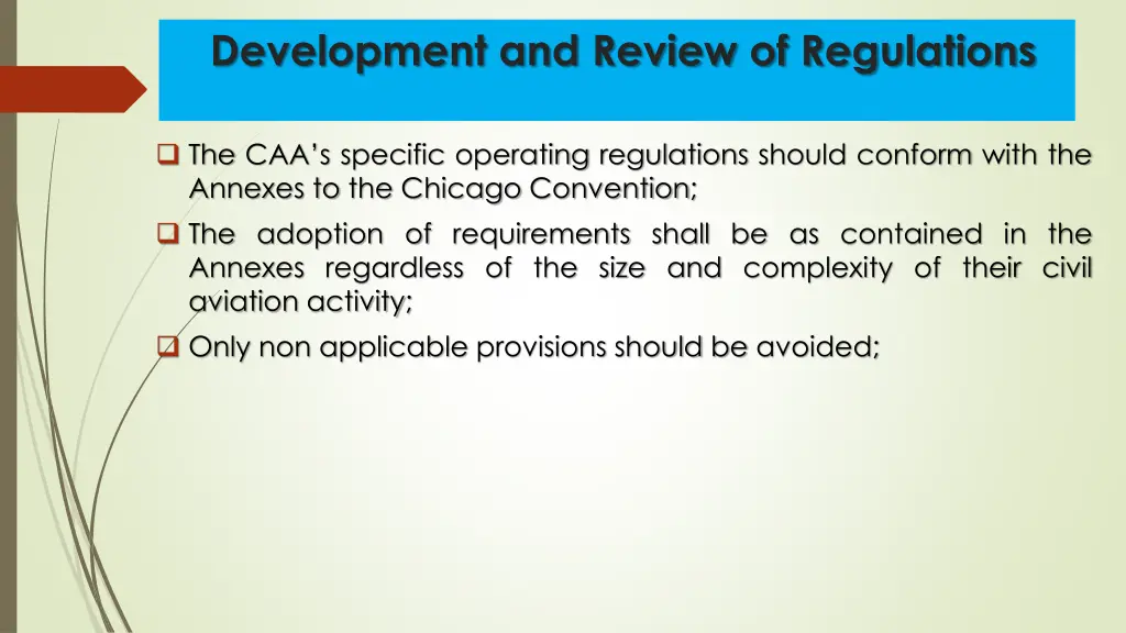 development and review of regulations 1