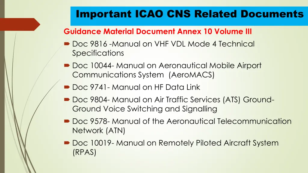 important icao cns related documents 6