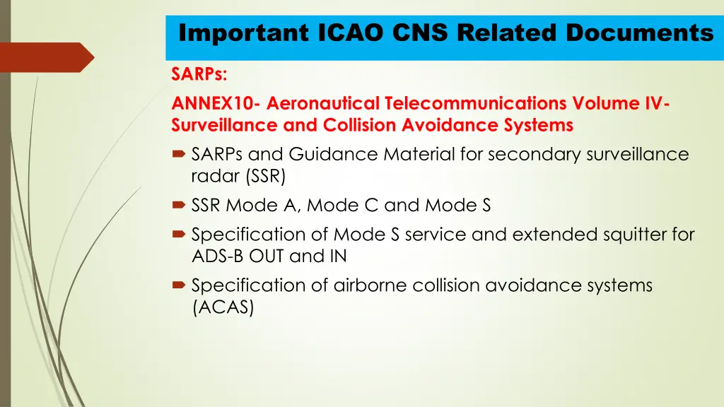 important icao cns related documents 7