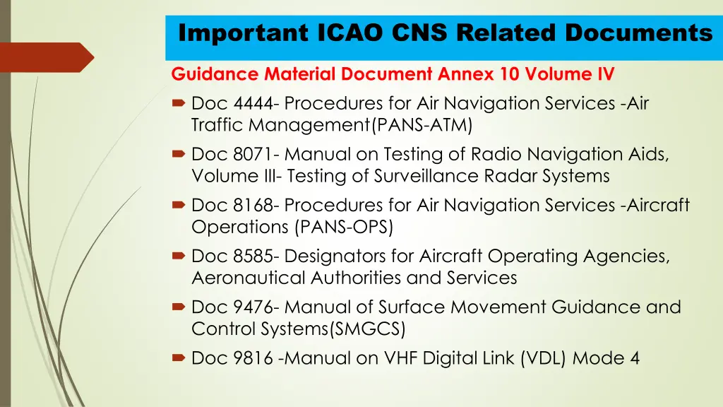 important icao cns related documents 8