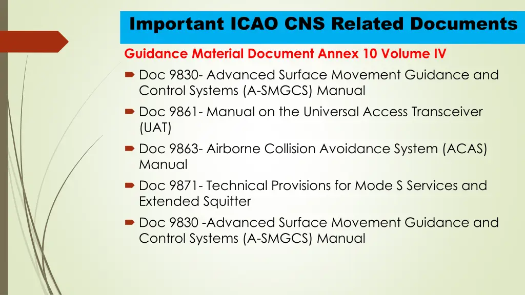 important icao cns related documents 9