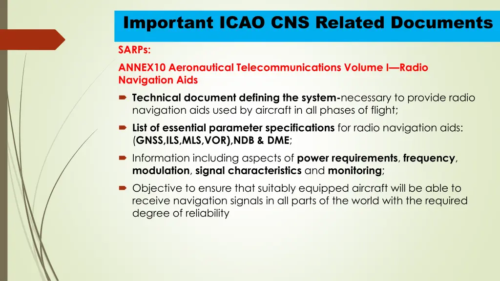 important icao cns related documents