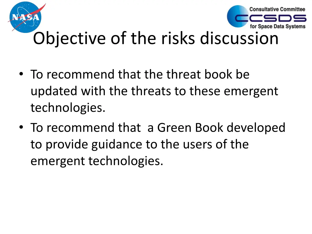 objective of the risks discussion