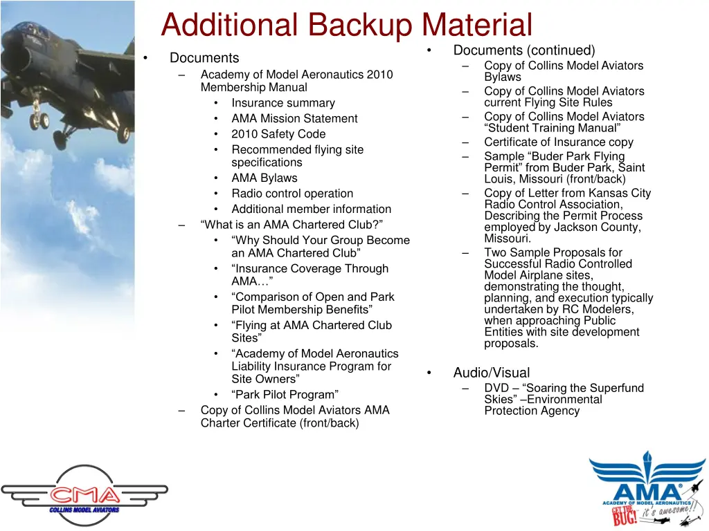 additional backup material documents academy