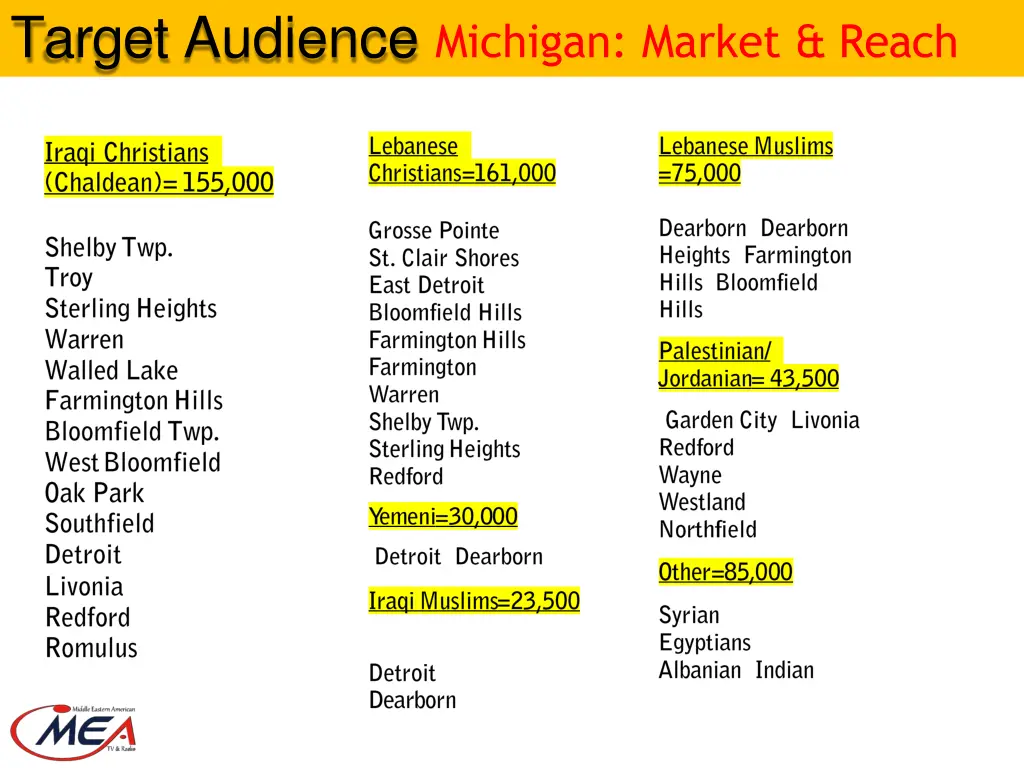 target audience michigan market reach