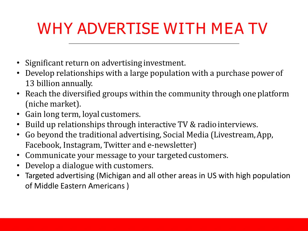 why advertise with mea tv