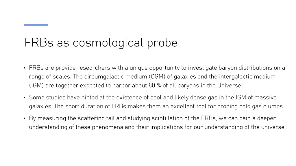 frbs as cosmological probe