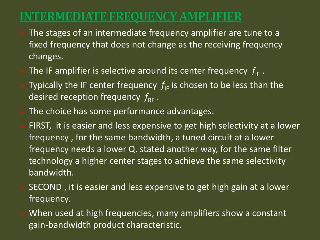 intermediate frequency amplifier