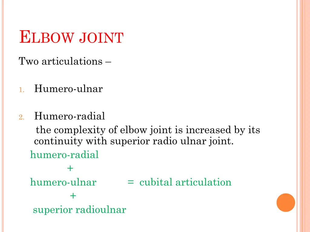 e lbow joint