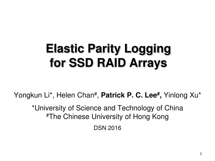 elastic parity logging for ssd raid arrays