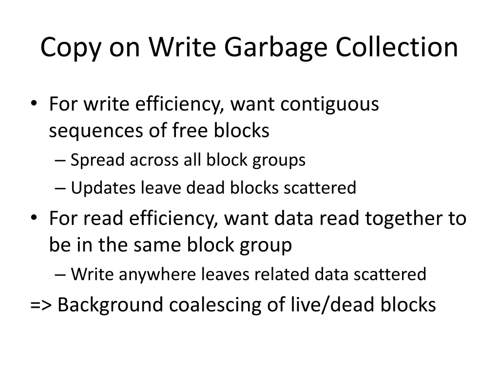 copy on write garbage collection