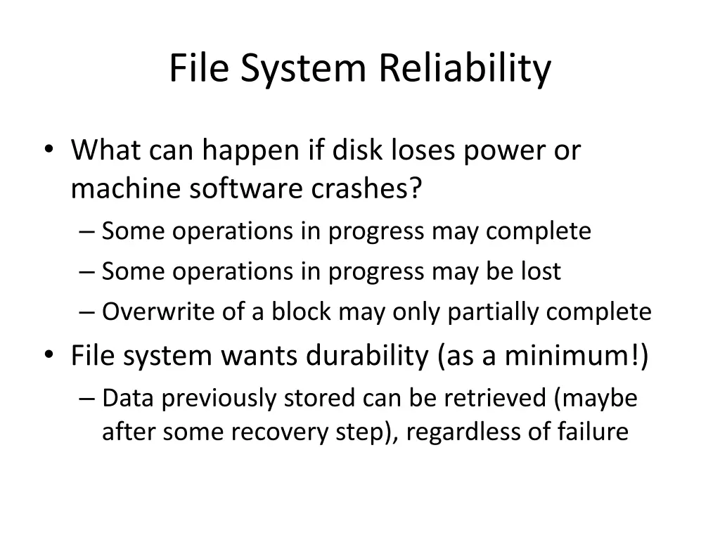 file system reliability 1