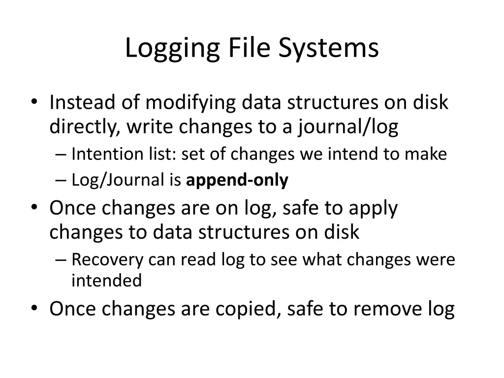 logging file systems