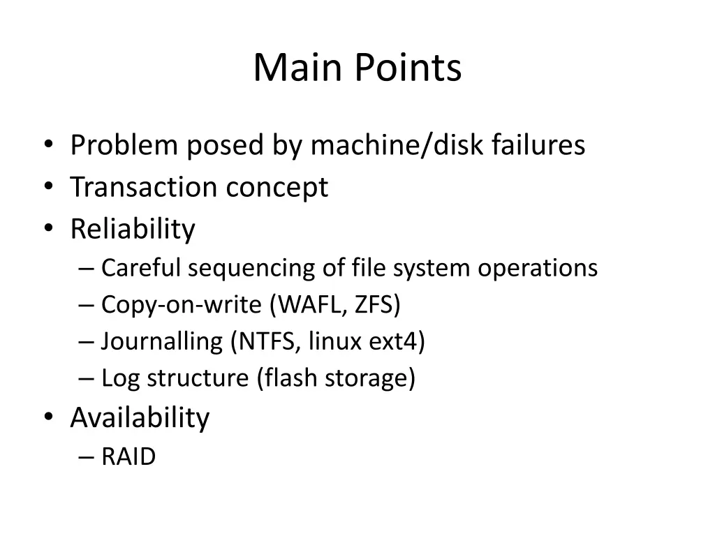 main points